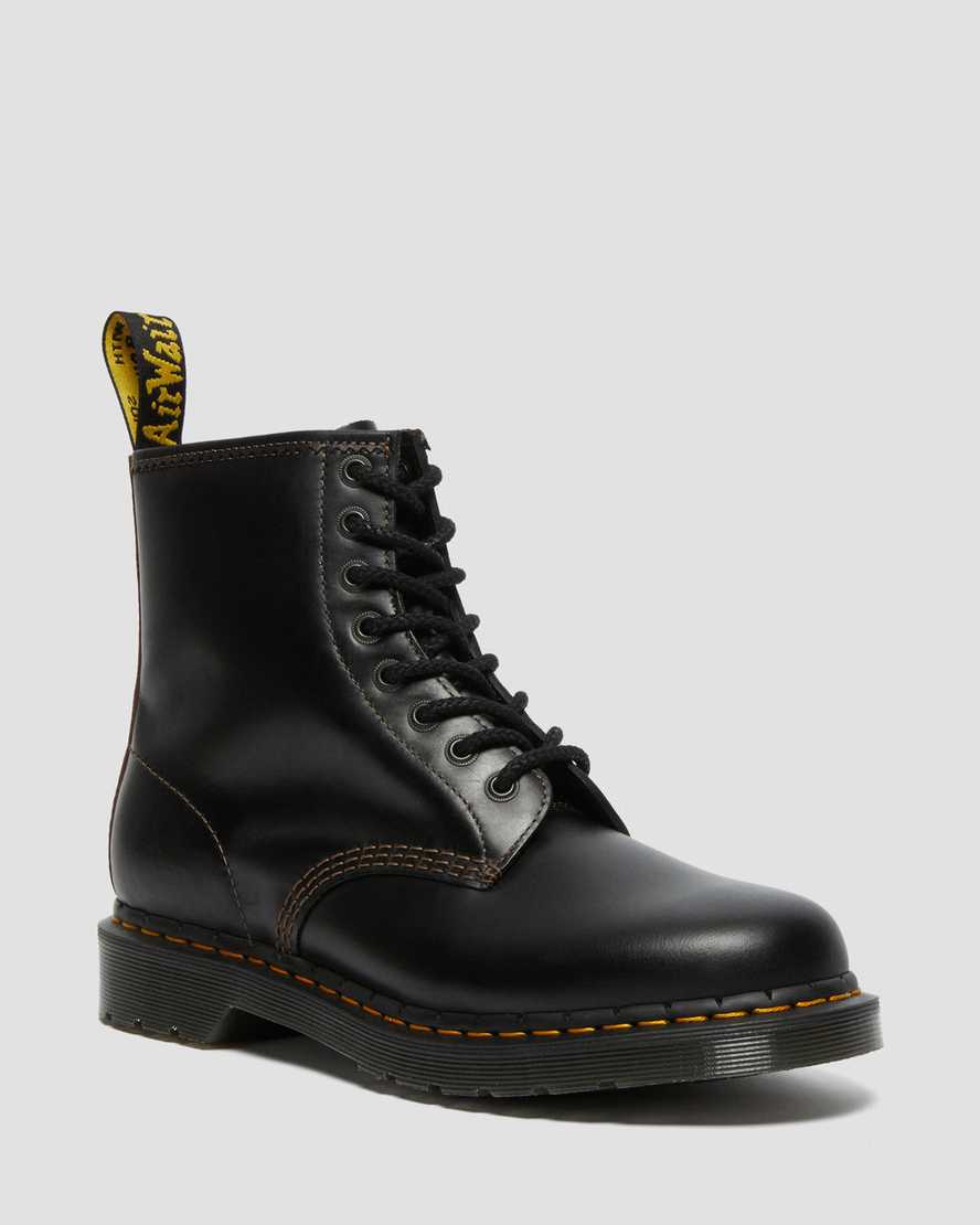 Dr. Martens 1460 Abruzzo Nahka Miesten Nauhalliset Nilkkurit - Mustat/Ruskea Nilkkurit [854-PYAULH]